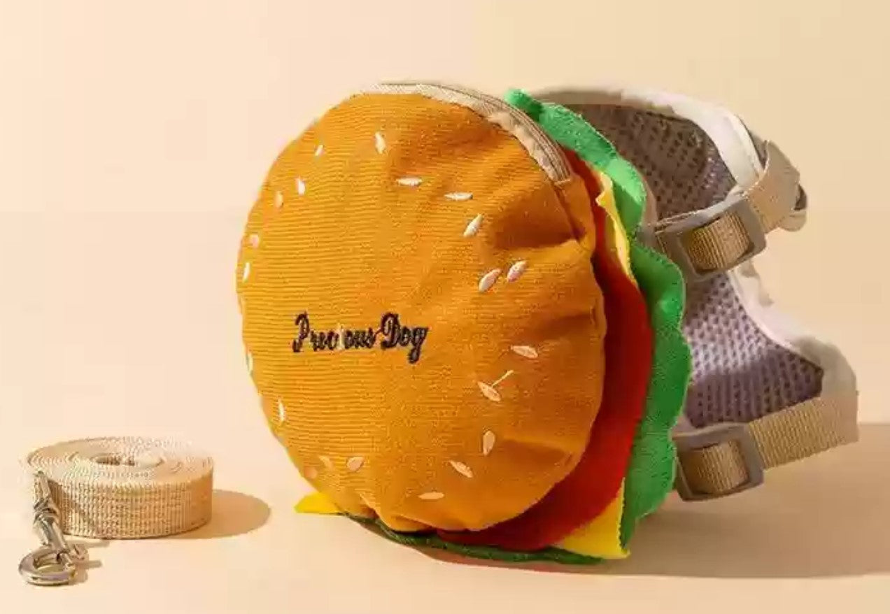 Dog harness with cute little back pack(come with leash) - Big burger