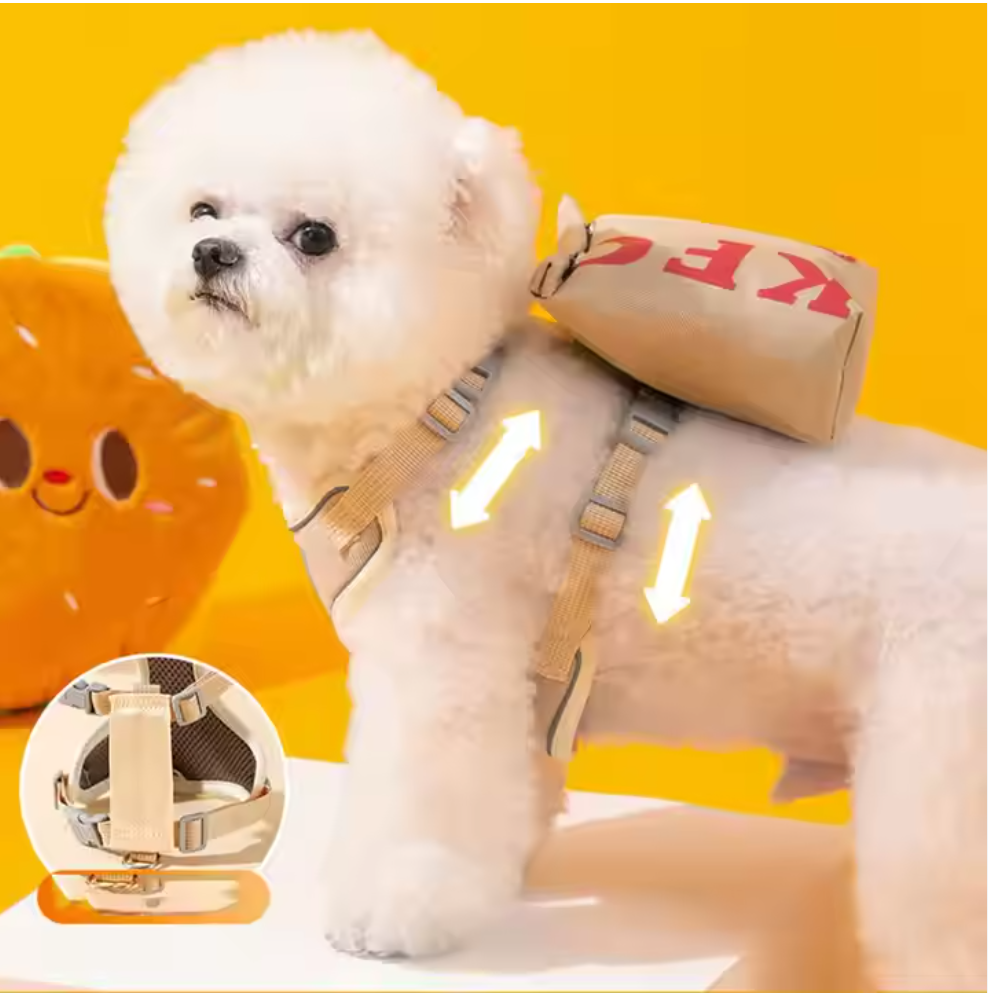 Dog harness with cute little back pack(come with leash) - KFC
