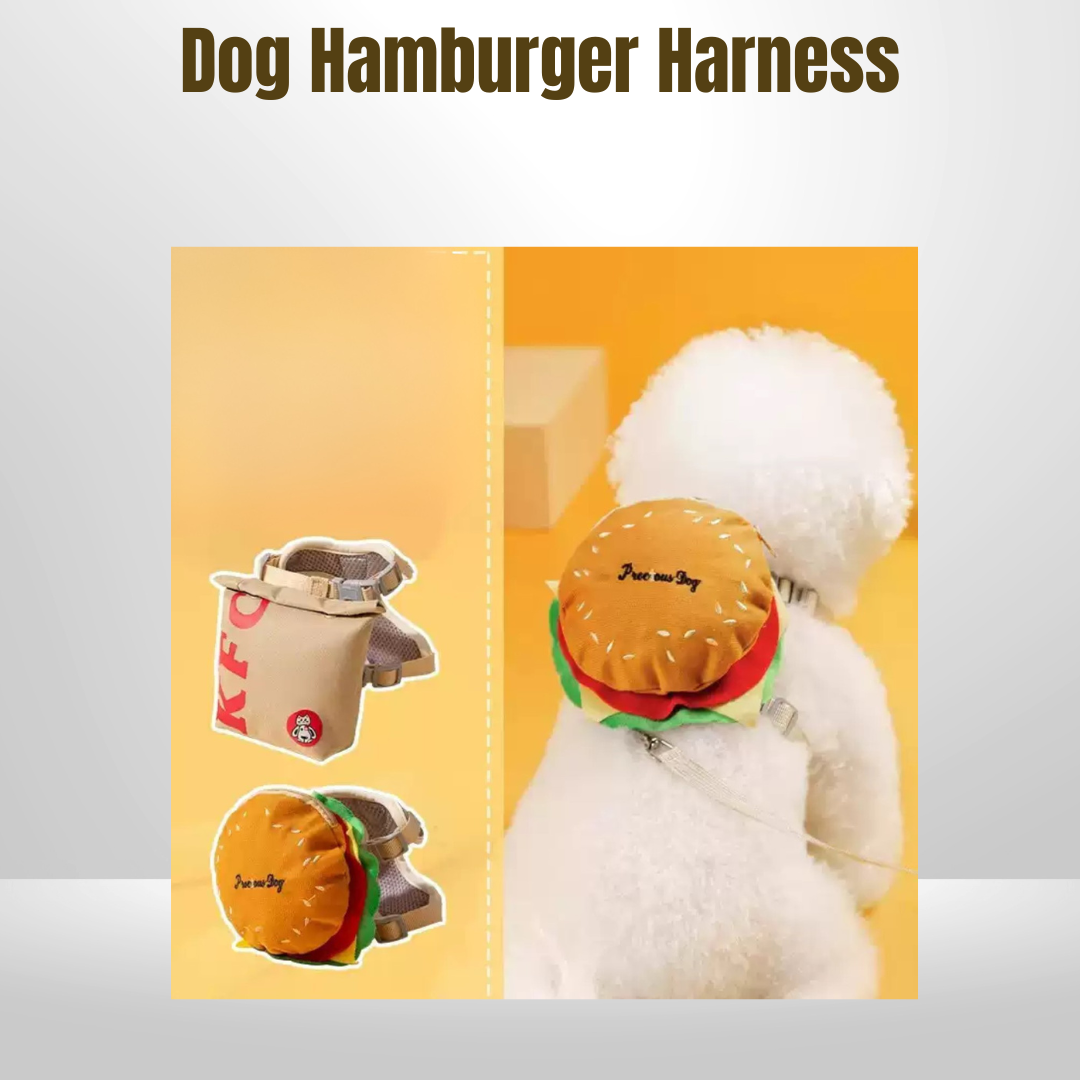 Dog harness with cute little back pack(come with leash) - Big burger
