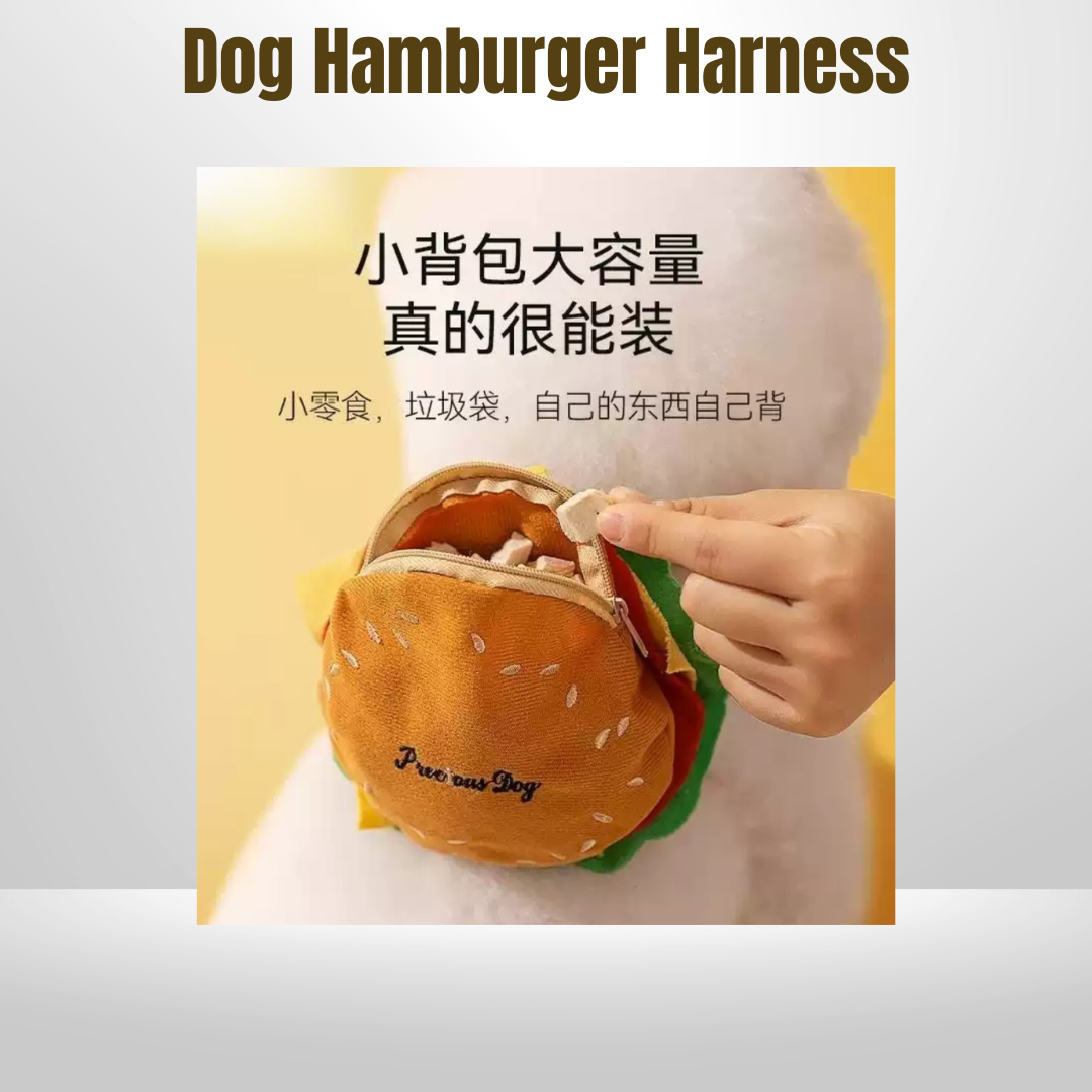Dog harness with cute little back pack(come with leash) - Big burger