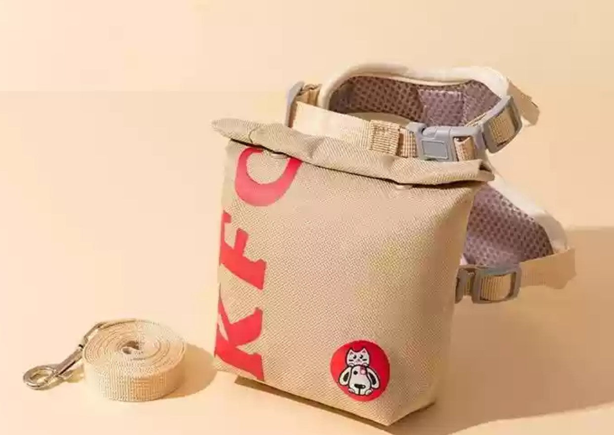 Dog harness with cute little back pack(come with leash) - KFC