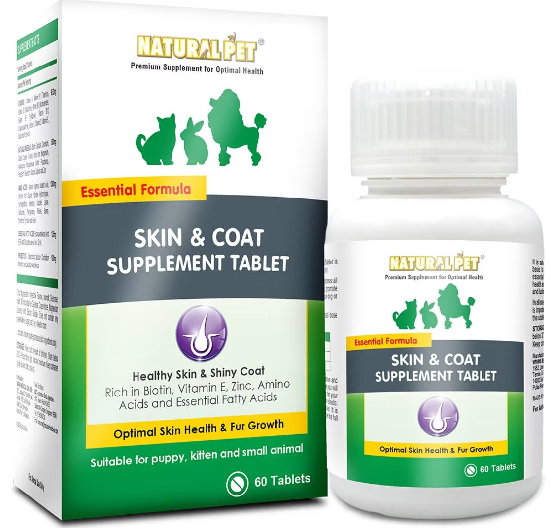 Natural Pet Skin & Coat Supplement Tablet