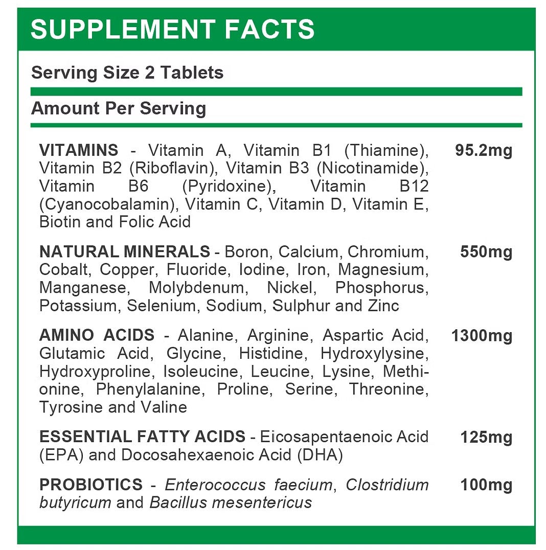 Natural Pet Skin & Coat Supplement Tablet