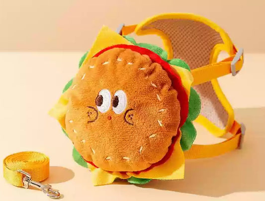 Dog harness with cute little back pack(come with leash) - Smiley Burger